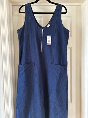 Smash + Tess Navy Zip-Front Midi Dress with Pockets